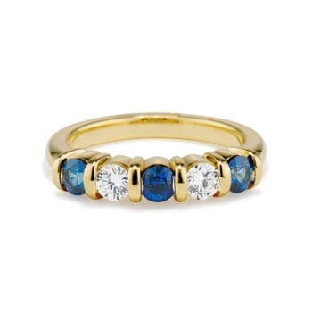 RDG-R-18Y-S/D Diamond and Sapphire Ridge Ring band.